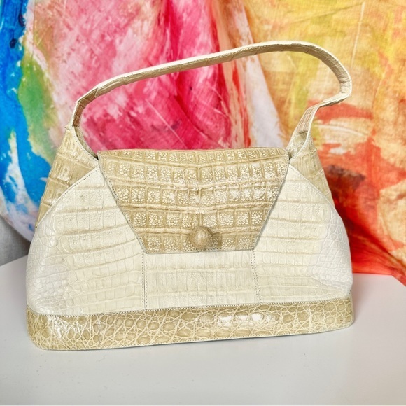 Nancy Gonzalez Handbags - Nancy Gonzalez Neutral Genuine Crocodile Small Handbag